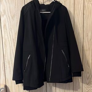 Liz Claiborne Black Trench Coat with Hood